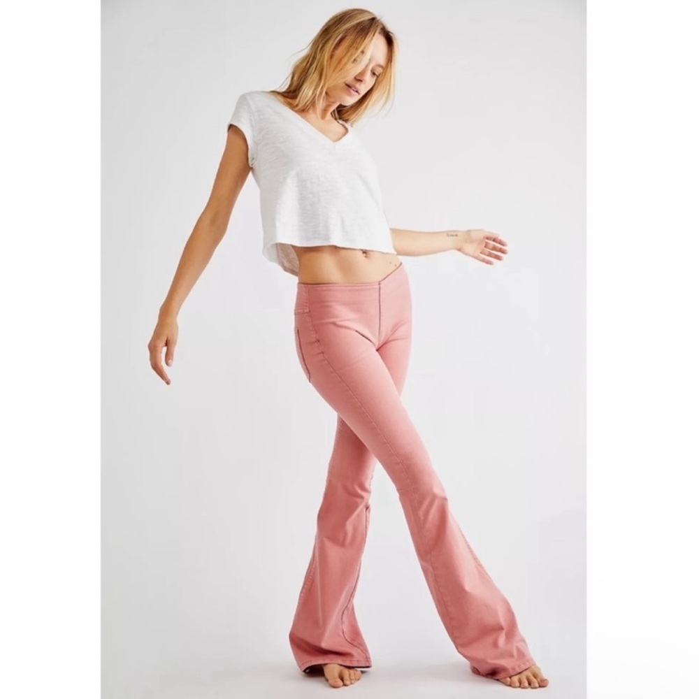 Free People Penny Pink Pull-On Flare Pants Size 29